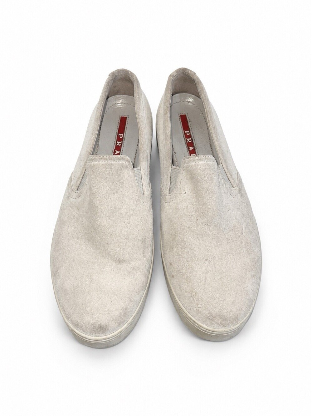 Prada Sport Women’s Off White Suede Slip-On Sneakers Shoes EU 38